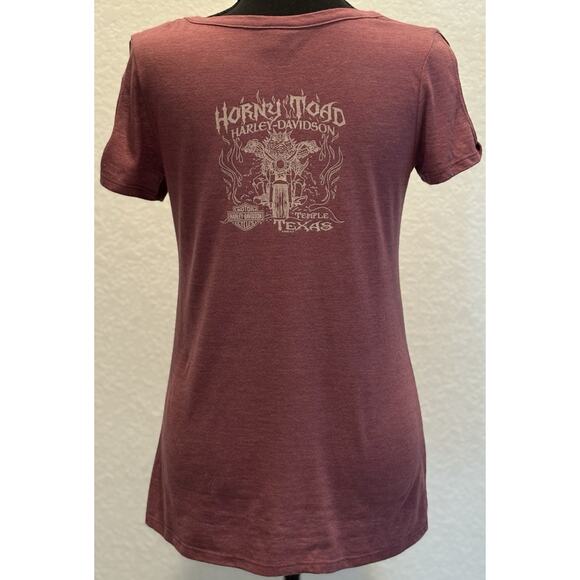 Harley-Davidson Plum Cold Shoulder Embellished T-Shirt Temple, TX Small - Picture 4 of 5